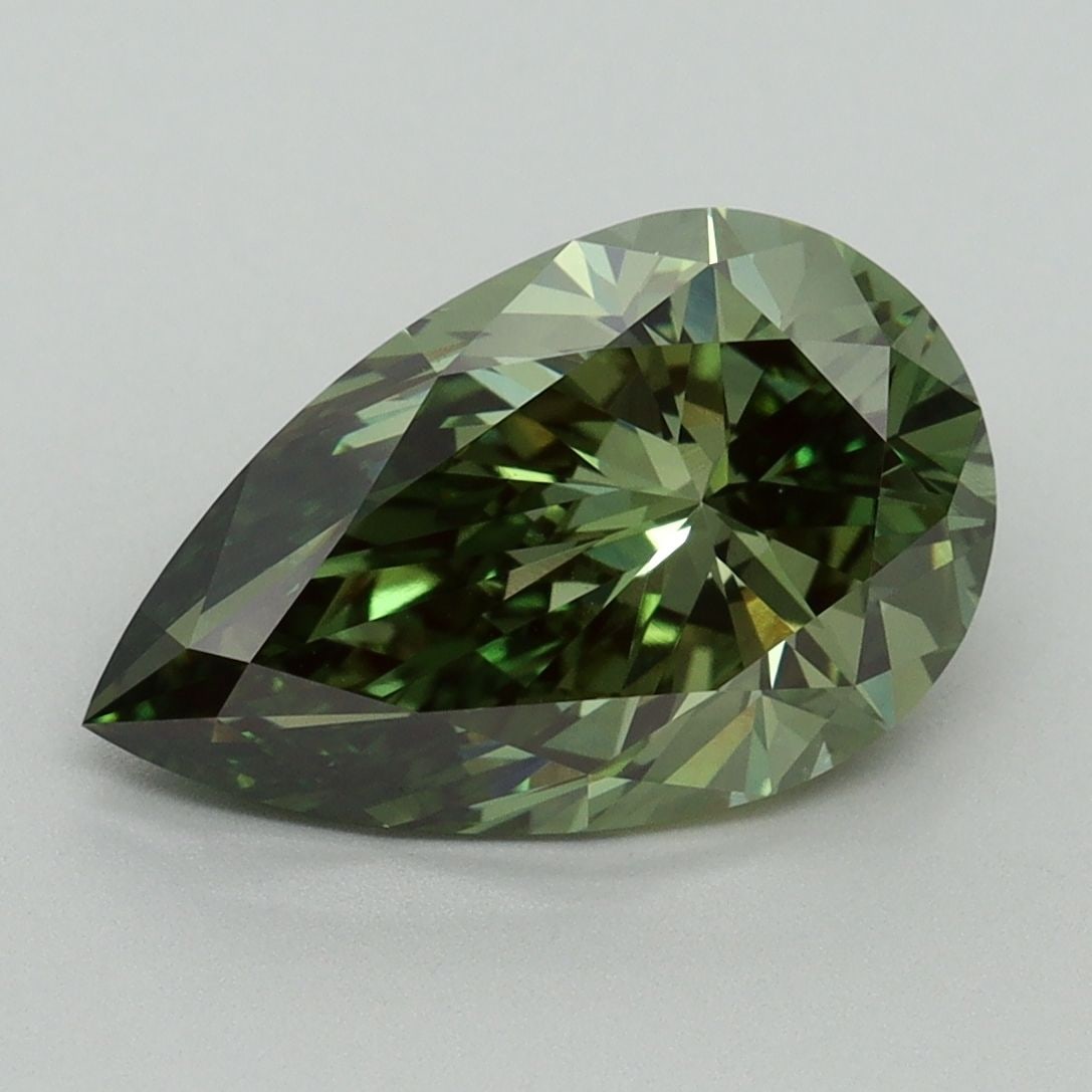 Loose Diamond - PEAR 3.07ct Fancy Vivid Green VVS2: Loose Diamond - PEAR 3.07ct Fancy Vivid Green VVS2 Source: This is a real non-mined Diamond that has been grown in a lab Shape: PEAR Carats: 3.07 Color: Fancy Vivid Green Certification: IGI Video: