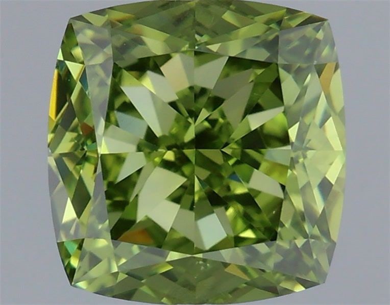 Loose Diamond - CUSHION MODIFIED 1.53ct Fancy Vivid Green VS2: Loose Diamond - CUSHION MODIFIED 1.53ct Fancy Vivid Green VS2 Source: This is a real non-mined Diamond that has been grown in a lab Shape: CUSHION MODIFIED Carats: 1.53 Color: Fancy Vivid Green Certif