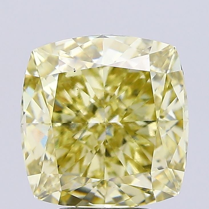 Loose Diamond - CUSHION BRILLIANT 5.51ct Fancy Intense Greenish Yellow VS1: Loose Diamond - CUSHION BRILLIANT 5.51ct Fancy Intense Greenish Yellow VS1 Source: This is a real non-mined Diamond that has been grown in a lab Shape: CUSHION BRILLIANT Carats: 5.51 Color: Fancy Inte