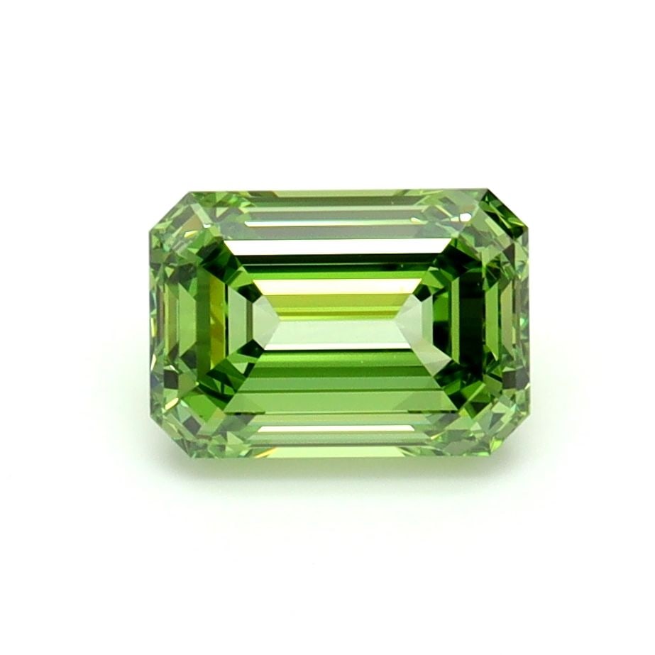 Loose Diamond - EMERALD 1.31ct Fancy Vivid Green VVS2: Loose Diamond - EMERALD 1.31ct Fancy Vivid Green VVS2 Source: This is a real non-mined Diamond that has been grown in a lab Shape: EMERALD Carats: 1.31 Color: Fancy Vivid Green Certification: IGI Vide