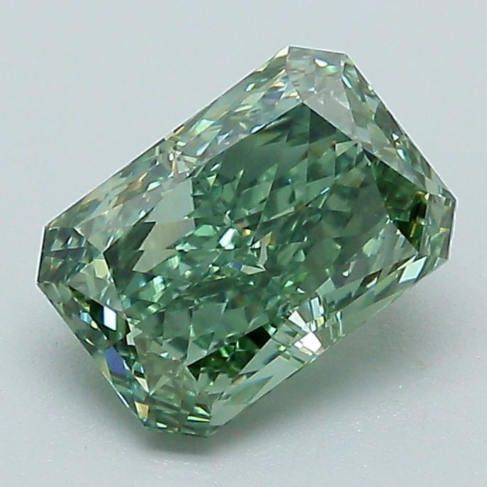 Loose Diamond - RADIANT 1.45ct Fancy Vivid Green VVS2: Loose Diamond - RADIANT 1.45ct Fancy Vivid Green VVS2 Source: This is a real non-mined Diamond that has been grown in a lab Shape: RADIANT Carats: 1.45 Color: Fancy Vivid Green Certification: IGI Vide