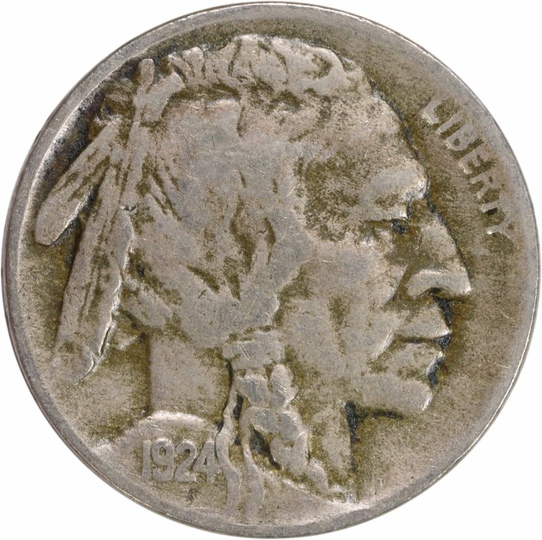 1924-D Buffalo Nickel VF Uncertified 5C Coin by James Earle Fraser: 1924-D Buffalo Nickel VF Uncertified 5C Coin by James Earle Fraser This 1924-D Buffalo Nickel is a classic piece of American numismatic history, showcasing the iconic Buffalo design by James Earle Fra