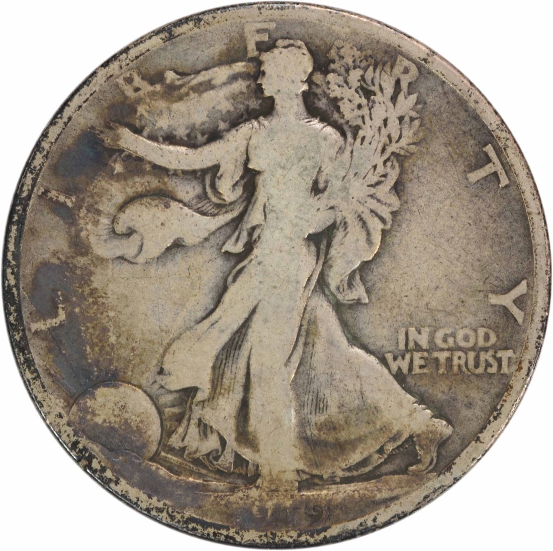 1919-D Walking Liberty Half Dollar 50C VG Uncertified Silver Coin: 1919-D Walking Liberty Half Dollar 50C VG Uncertified Silver Coin This 1919-D Walking Liberty Silver Half Dollar is a remarkable piece of American numismatic history. It features the iconic Liberty Wa