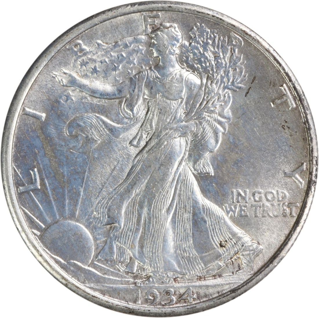 1934 Liberty Walking Half Dollar Silver Choice BU Uncertified: 1934 Liberty Walking Half Dollar Silver Choice BU Uncertified This 1934 Walking Liberty Silver Half Dollar is an uncirculated coin graded as Choice BU. It features the classic Liberty Walking design a