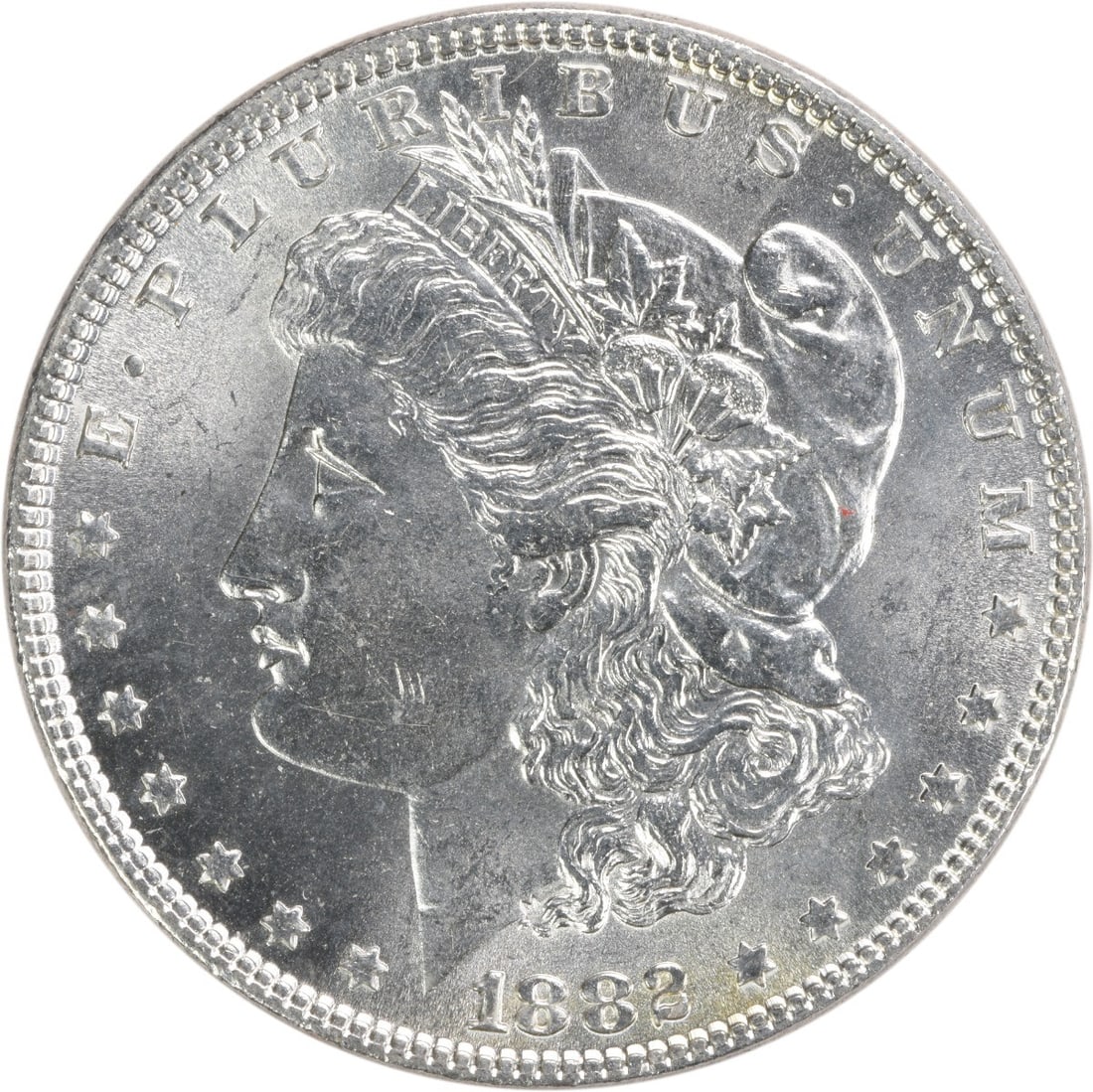 Choice BU 1882 Silver Morgan Dollar Uncirculated No Mint Mark Uncertified: Choice BU 1882 Silver Morgan Dollar Uncirculated No Mint Mark Uncertified This 1882 Morgan Silver Dollar is a Choice Brilliant Uncirculated (BU) coin from the United States. Struck in silver without a