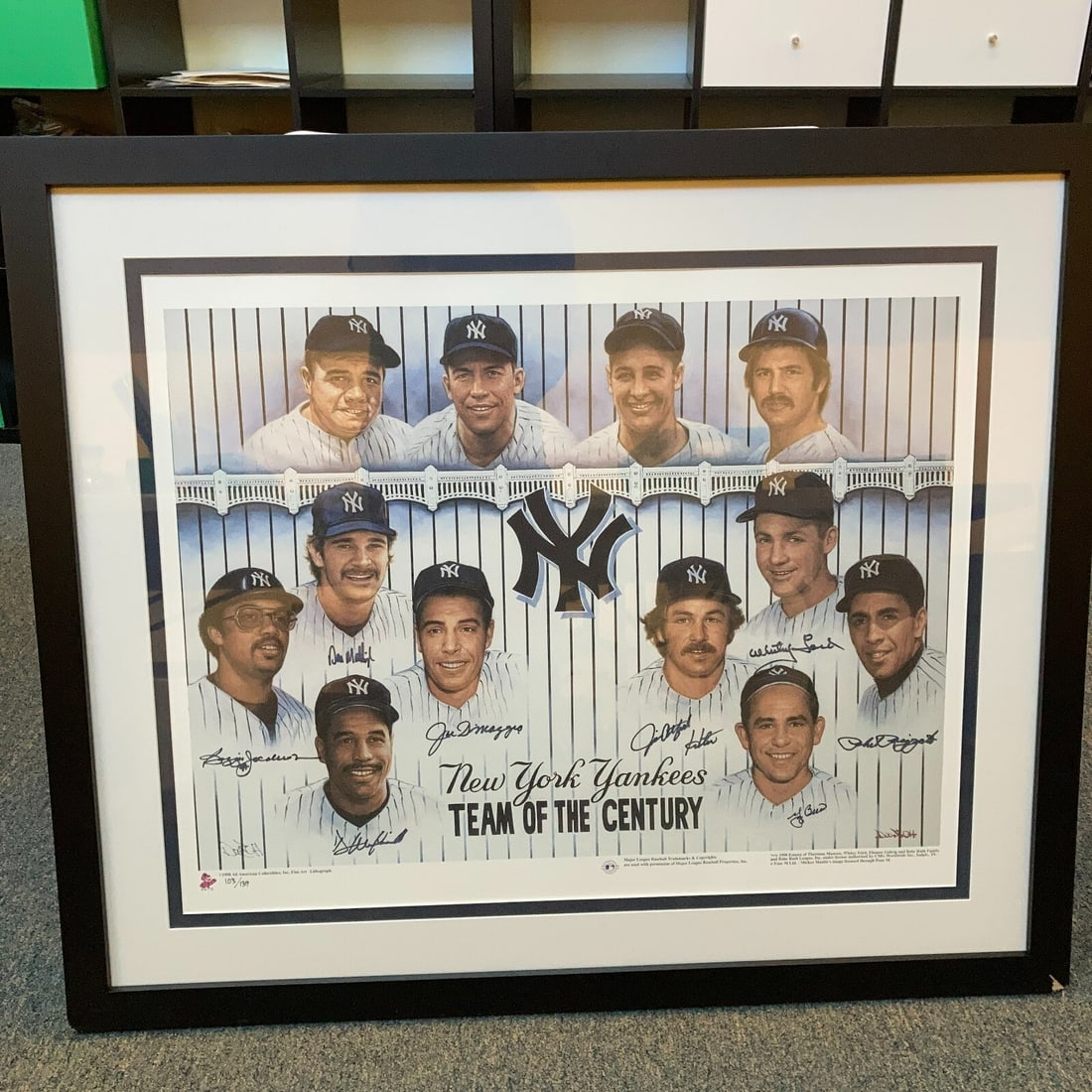 Yankees Team Of The Century Signed Lithograph 32x40 JSA Authenticated: Yankees Team Of The Century Signed Lithograph 32x40 JSA Authenticated Celebrate the legacy of baseball with this exquisite "Team Of The Century" fine art lithograph featuring legendary New York Yankee