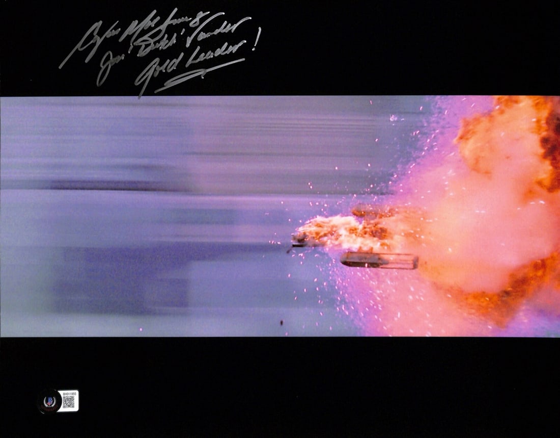 Angus MacInnes Signed 11x14 Photo Gold Leader Star Wars ANH Beckett Authenticated: Angus MacInnes Signed 11x14 Photo Gold Leader Star Wars ANH Beckett Authenticated This stunning 11x14 photograph features Angus MacInnes, who portrayed Gold Leader in Star Wars: A New Hope. The photo 
