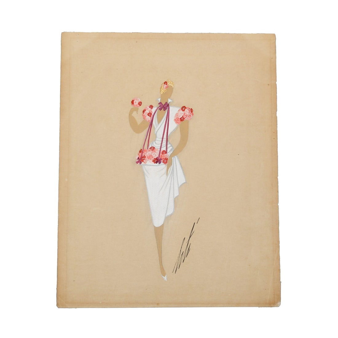 Signed Art Deco Serigraph Le Fleurrsle by Erte 13.5 inch: Signed Art Deco Serigraph Le Fleurrsle by Erte 13.5 inch This is a small Art Deco serigraph print titled "Le Fleurrsle" by Erte. The piece features a figure subject and is signed. It is a single-piece