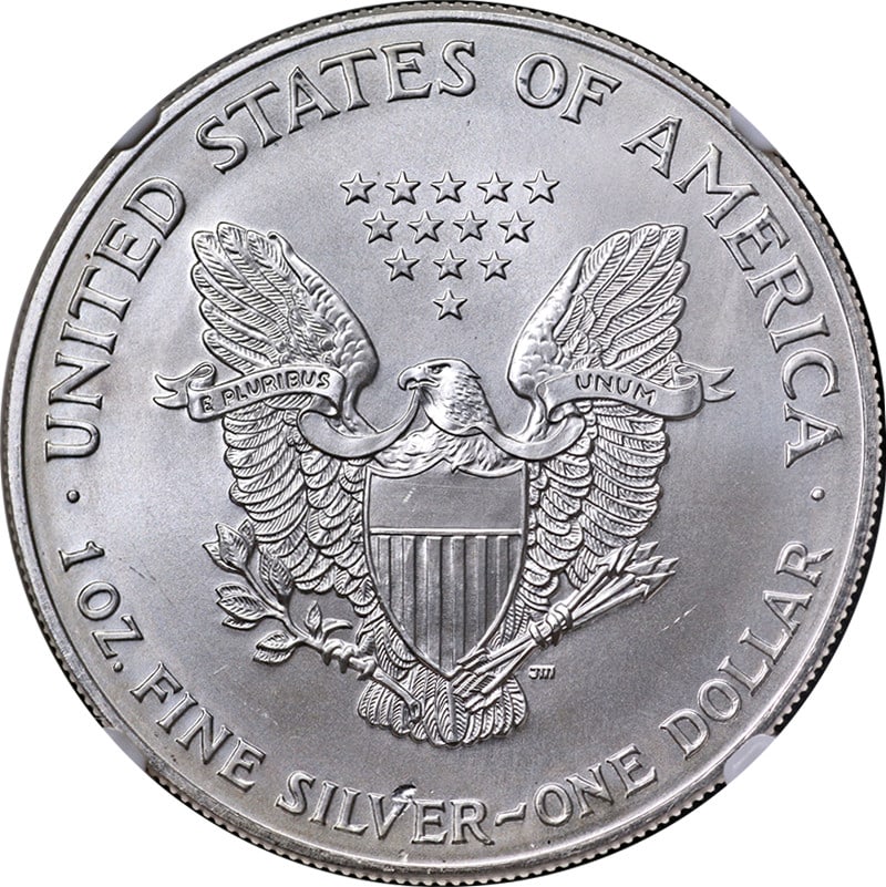 2001 Silver American Eagle $1 NGC MS67 Reverse Struck Thru Error: 2001 Silver American Eagle $1 NGC MS67 Reverse Struck Thru Error This stunning 2001 Silver American Eagle $1 coin is certified by NGC with a grade of MS67, indicating its uncirculated condition and ex