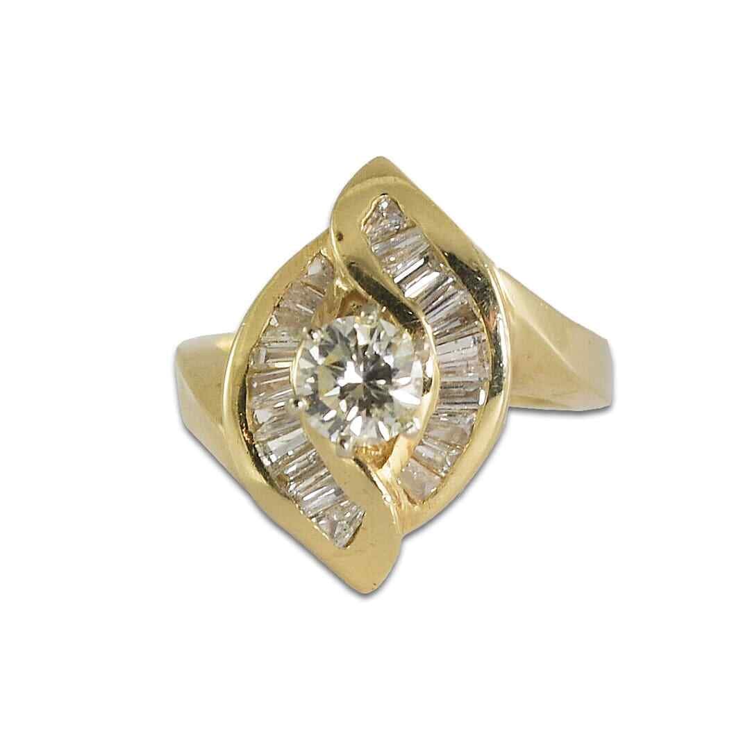 Size 5 14K Yellow Gold Diamond Ring with Baguette Accents (1 of 6)