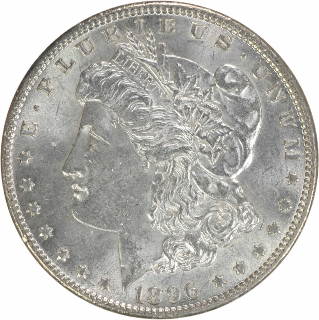 Choice BU 1896 Silver Dollar Morgan Uncirculated Uncertified Coin: Choice BU 1896 Silver Dollar Morgan Uncirculated Uncertified Coin This is a 1896 Morgan Silver Dollar from the United States, featuring a Choice Brilliant Uncirculated (BU) grade. The coin is uncertif
