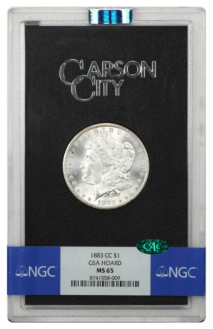 1883 Carson City Morgan Dollar NGC CAC MS65 GSA: 1883 Carson City Morgan Dollar NGC CAC MS65 GSA This is an 1883 Carson City Morgan Dollar, denomination $1, graded MS65 by NGC and verified by CAC. The coin is housed in its original GSA hard case. It