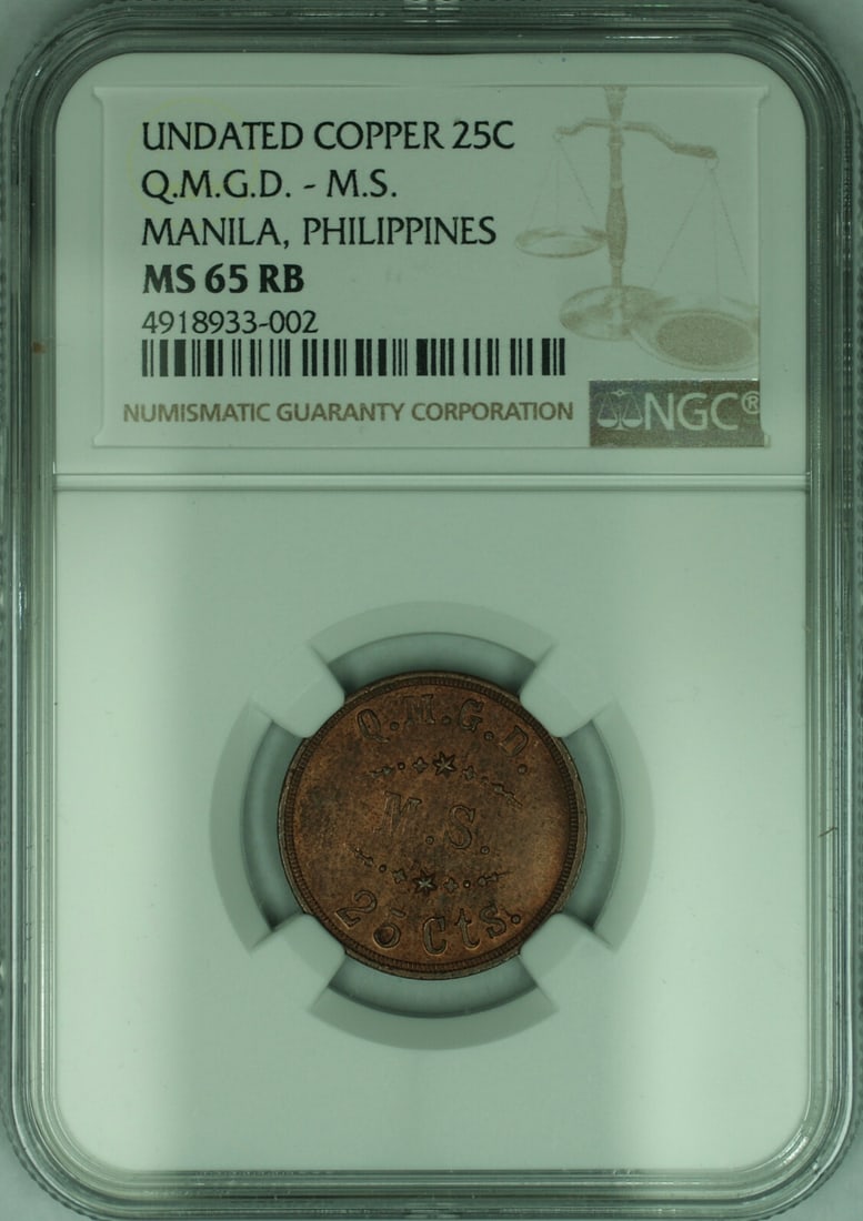 US Copper Token 25c Manila Philippines NGC MS-65 RB (1 of 2)