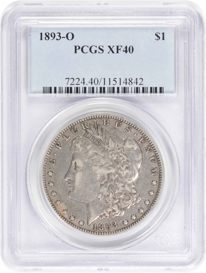 PCGS EF40 1893 O Morgan Silver Dollar: PCGS EF40 1893 O Morgan Silver Dollar This 1893-O Morgan Silver Dollar features the iconic design by George T. Morgan and was minted in New Orleans. Graded EF40 by PCGS, this pre-owned coin is compose
