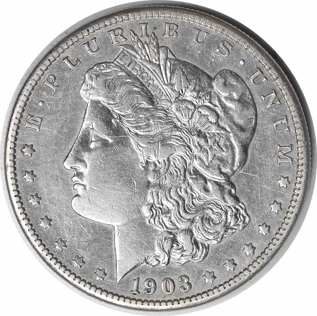 1903-S Morgan Silver Dollar AU Uncertified 90% Silver San Francisco Mint: 1903-S Morgan Silver Dollar AU Uncertified 90% Silver San Francisco Mint This 1903-S Morgan Silver Dollar exhibits an Almost Uncirculated (AU) grade, showcasing its rich history and beauty. Minted in 