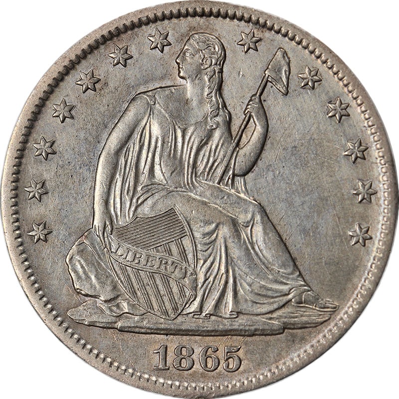 1865-S Seated Half Dollar Silver AU/BU Details Strong Strike Eye Appeal: 1865-S Seated Half Dollar Silver AU/BU Details Strong Strike Eye Appeal This 1865-S Seated Half Dollar showcases remarkable eye appeal with its attractive luster and strong strike. Although the coin h