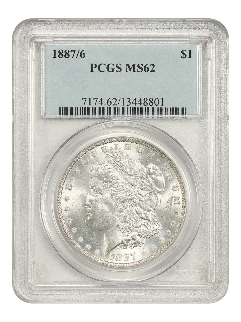 PCGS MS62 1887 6 Morgan Silver Dollar Overdate (1 of 4)