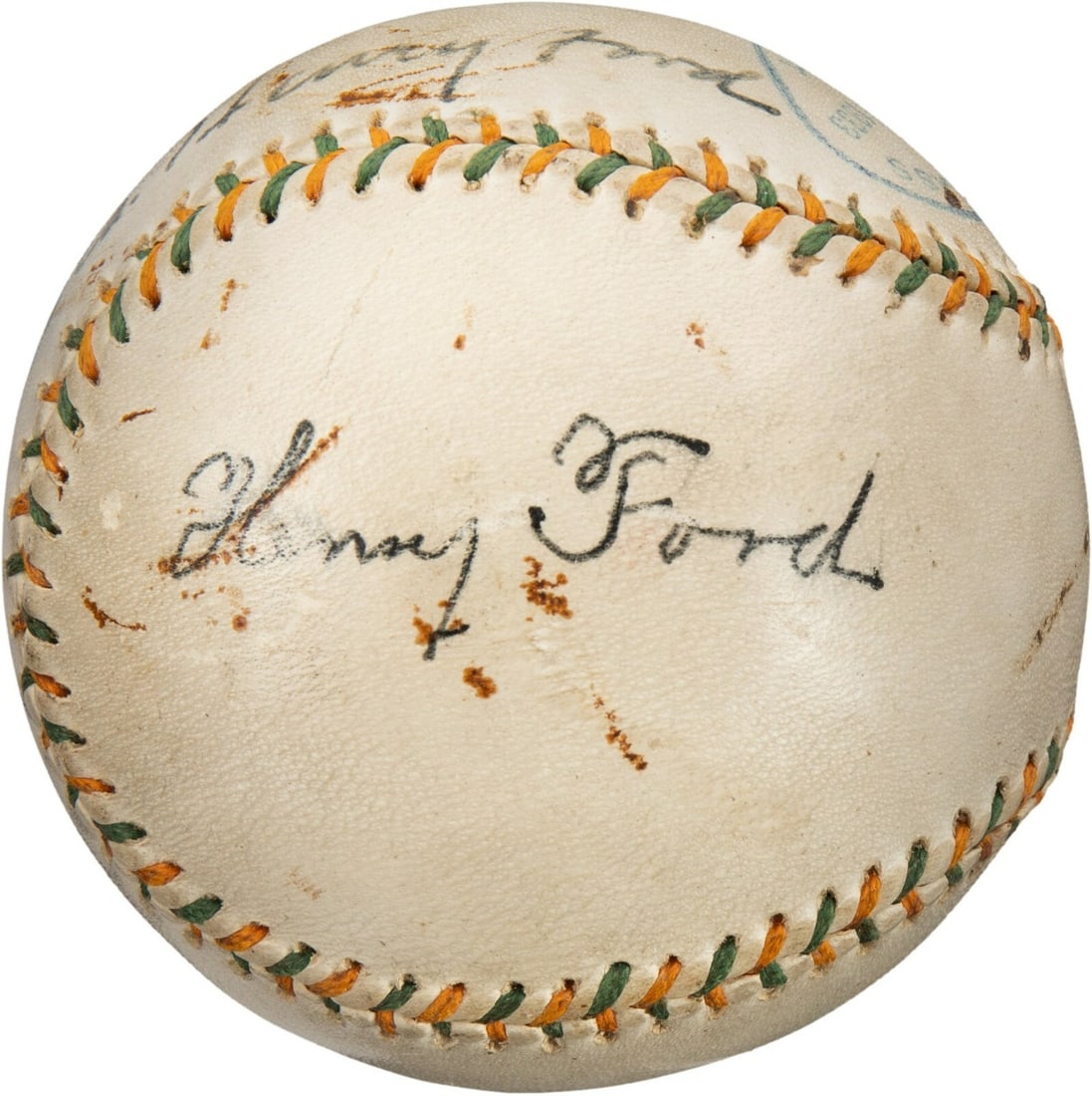 1933 Baseball Dual Signed by Henry Ford and Wife PSA DNA Certified: 1933 Baseball Dual Signed by Henry Ford and Wife PSA DNA Certified This is an original 1933 Ford Exhibit baseball signed by Henry Ford and his wife. The baseball features Henry Ford's signature on one