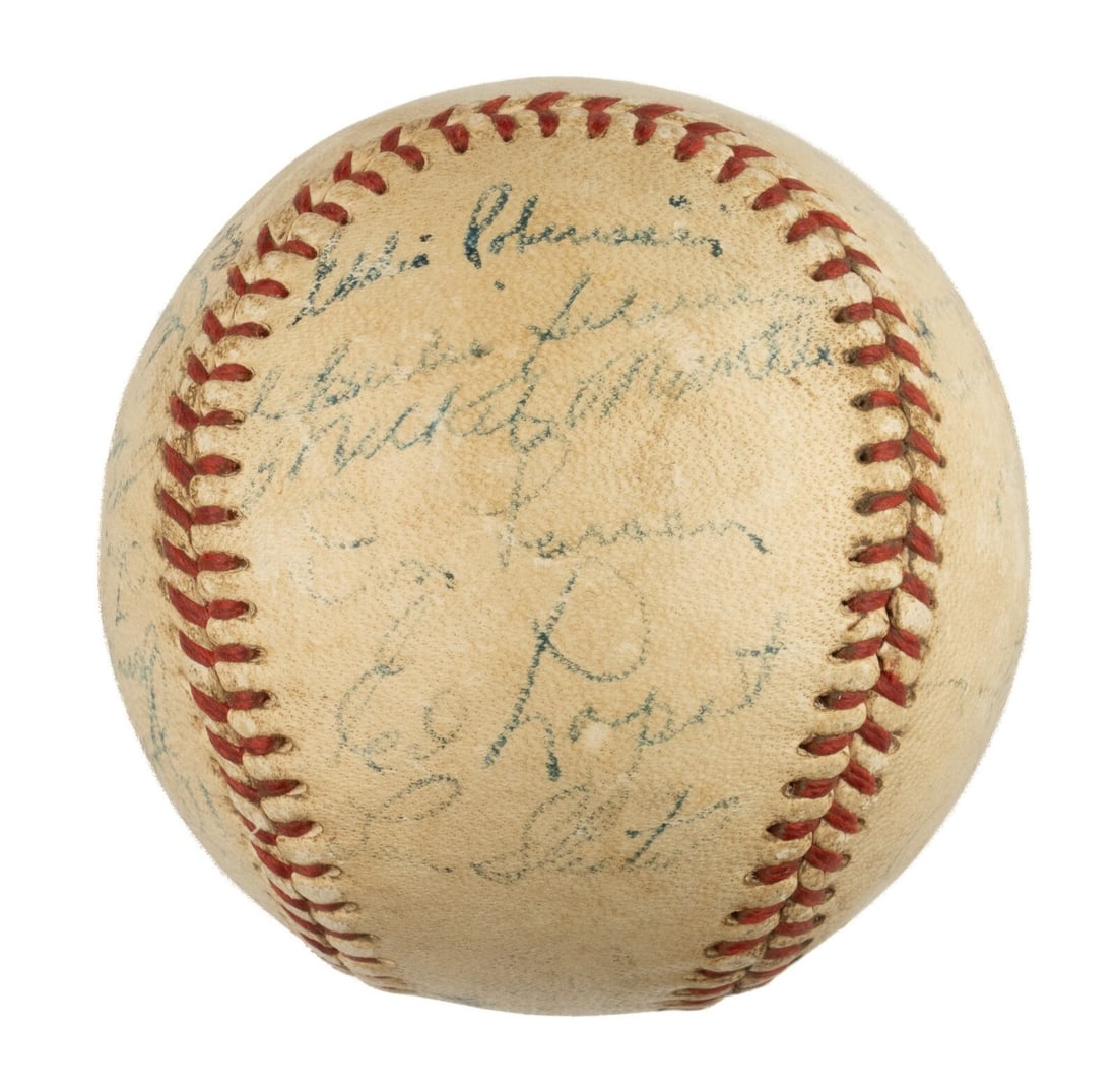 1955 New York Yankees Team Signed Baseball with 26 Autographs JSA: 1955 New York Yankees Team Signed Baseball with 26 Autographs JSA Celebrate the legacy of baseball with this authentic 1955 New York Yankees American League Champions team-signed baseball. This offici