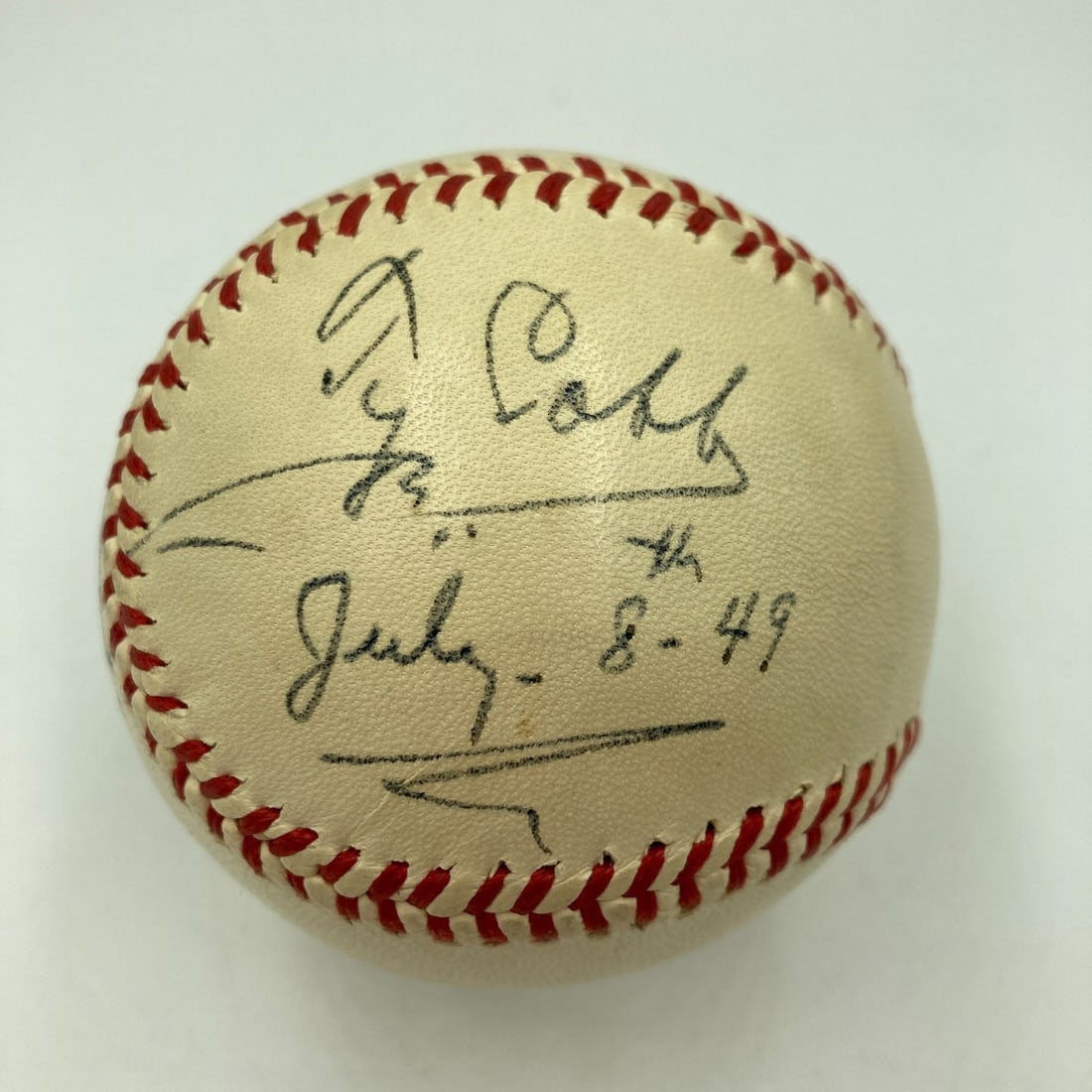 Ty Cobb signed Ford Frick National League baseball with PSA DNA JSA COA: Ty Cobb signed Ford Frick National League baseball with PSA DNA JSA COA This is an original National League baseball signed by Ty Cobb, legendary player of the Detroit Tigers. The ball dates from the 