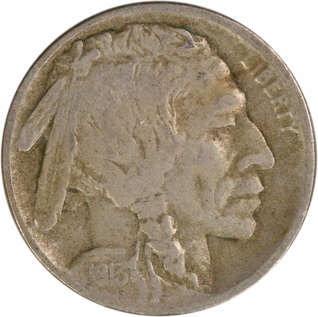 1913 Denver Buffalo Nickel Type 2 Five Cent Uncertified VF: 1913 Denver Buffalo Nickel Type 2 Five Cent Uncertified VF This 1913-D Buffalo Nickel Type 2 is a circulated coin graded VF (Very Fine). It was minted in Denver and designed by James Earle Fraser. The