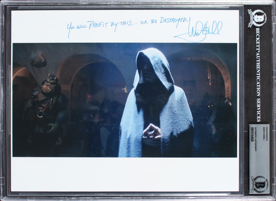 Mark Hamill Signed Star Wars Return of the Jedi 8x10 Photo BAS Slabbed: Mark Hamill Signed Star Wars Return of the Jedi 8x10 Photo BAS Slabbed This striking 8x10 photograph features a personal inscription by Mark Hamill from Star Wars Return of the Jedi, stating "You Will