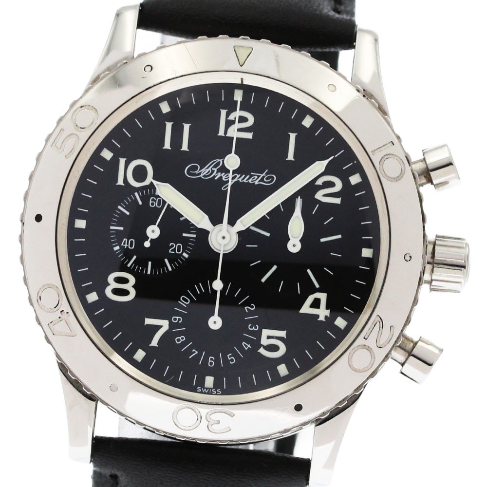 Breguet Aeronavale Type XX Stainless Steel Chronograph Watch: Breguet Aeronavale Type XX Stainless Steel Chronograph Watch This Breguet Aeronavale Type XX Chronograph men's wristwatch features a stainless steel case with a black dial and automatic movement. The 