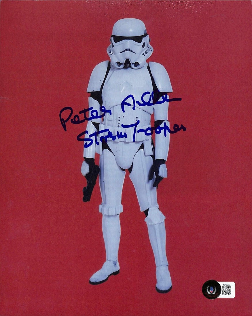 Peter Allen Signed 8x10 Stormtrooper Photo Star Wars Beckett Authenticated: Peter Allen Signed 8x10 Stormtrooper Photo Star Wars Beckett Authenticated This is an autographed 8x10 photograph of Peter Allen, known for his role as a Stormtrooper in Star Wars: Return of the Jedi.