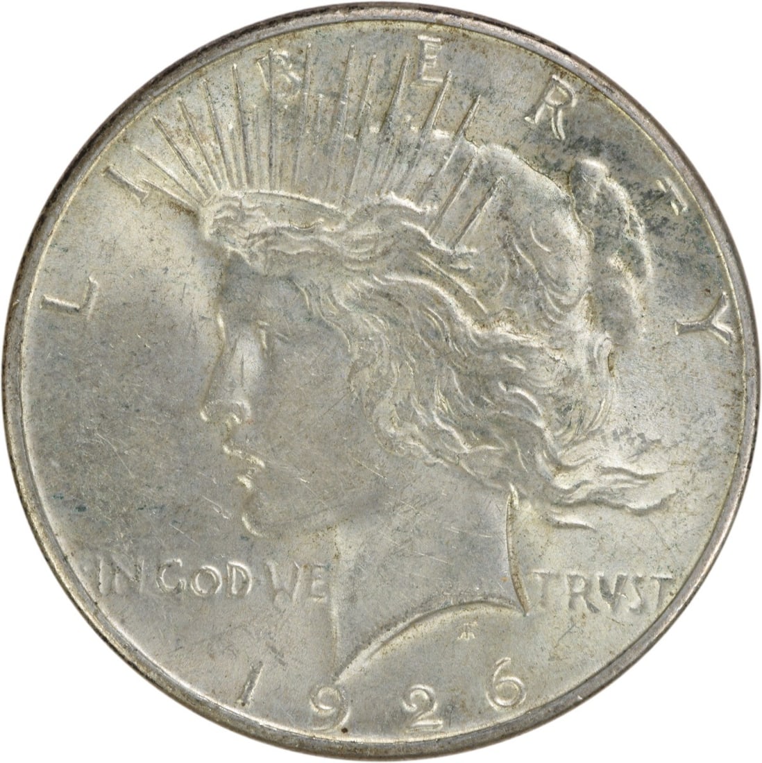 1926-S Peace Silver Dollar AU Uncertified 90% Silver Coin: 1926-S Peace Silver Dollar AU Uncertified 90% Silver Coin This 1926-S Peace Silver Dollar is a captivating piece of history, featuring a design by Anthony de Francisci. This coin, made of 90% silver a