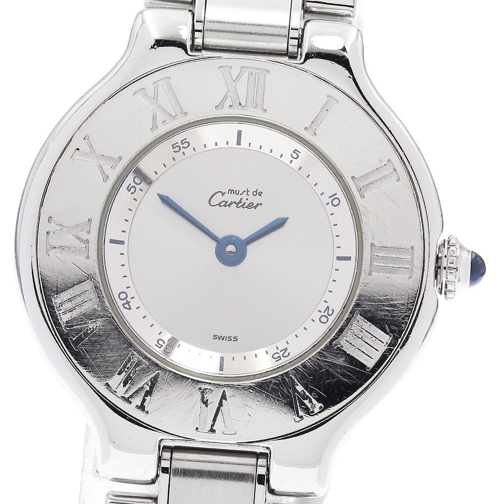 Cartier Must 21 Vingt-et-un Quartz Ladies Stainless Steel Watch W10109T2: Cartier Must 21 Vingt-et-un Quartz Ladies Stainless Steel Watch W10109T2 This pre-owned Cartier Must 21 Vingt-et-un Quartz ladies wristwatch features a stainless steel case and bracelet with a silver 