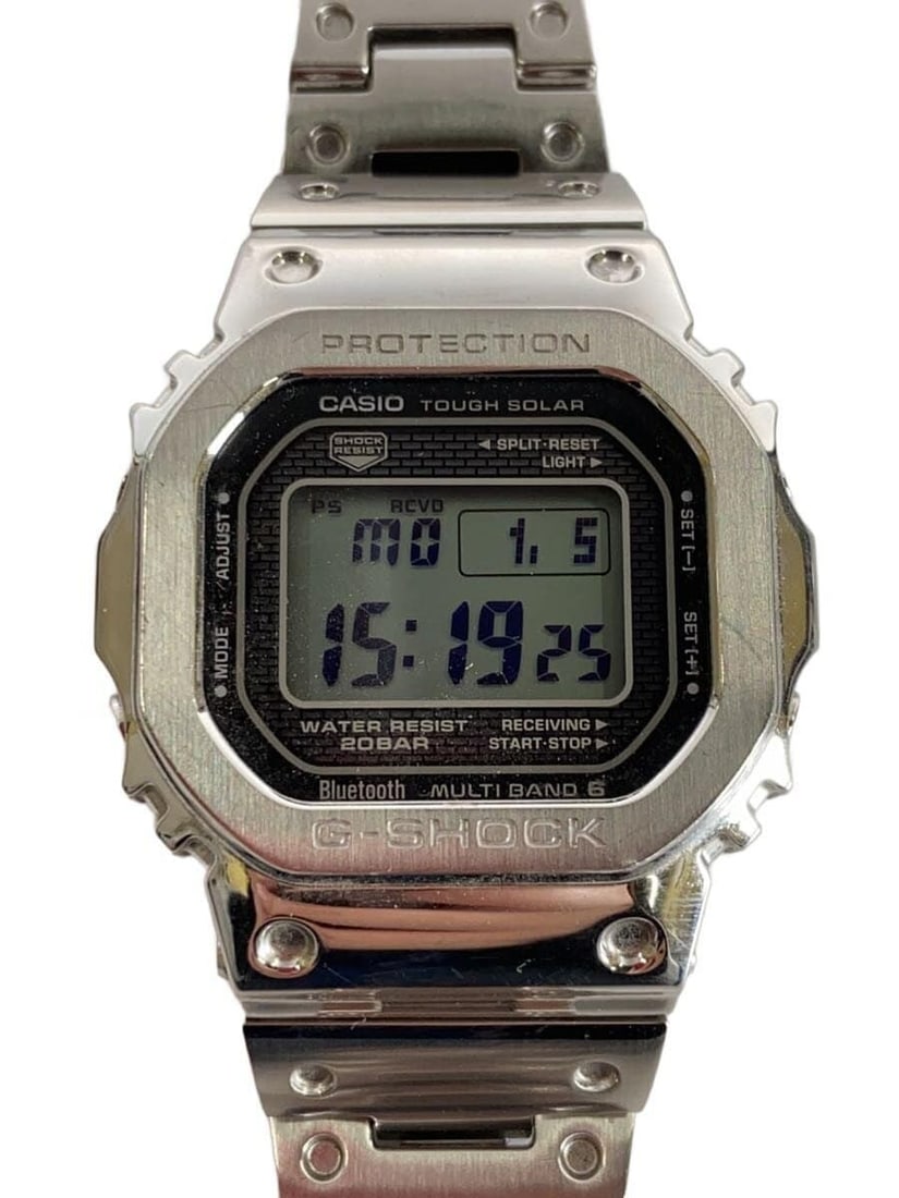 Casio G Shock GMW B5000 stainless steel wristwatch: Casio G Shock GMW B5000 stainless steel wristwatch This CASIO G-SHOCK gmw-b5000 men's wristwatch features a durable stainless steel construction in black. Designed for reliability, it displays slight 