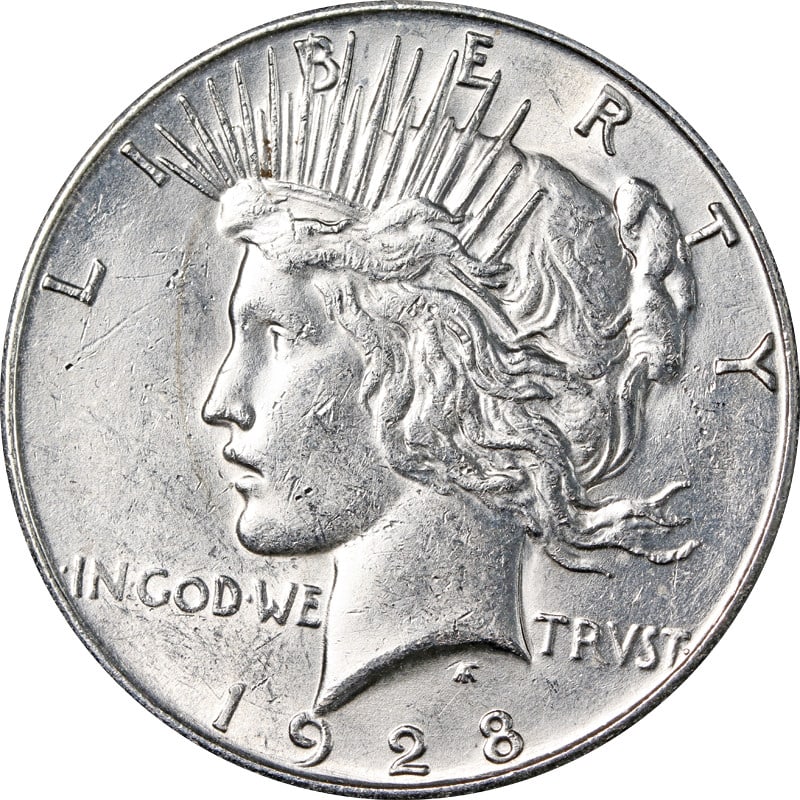 1928 San Francisco Mint Peace Silver Dollar United States Coin: 1928 San Francisco Mint Peace Silver Dollar United States Coin This is a 1928-S Peace Dollar coin from the United States, composed of silver with a fineness of 0.9. The coin was minted in San Francisc