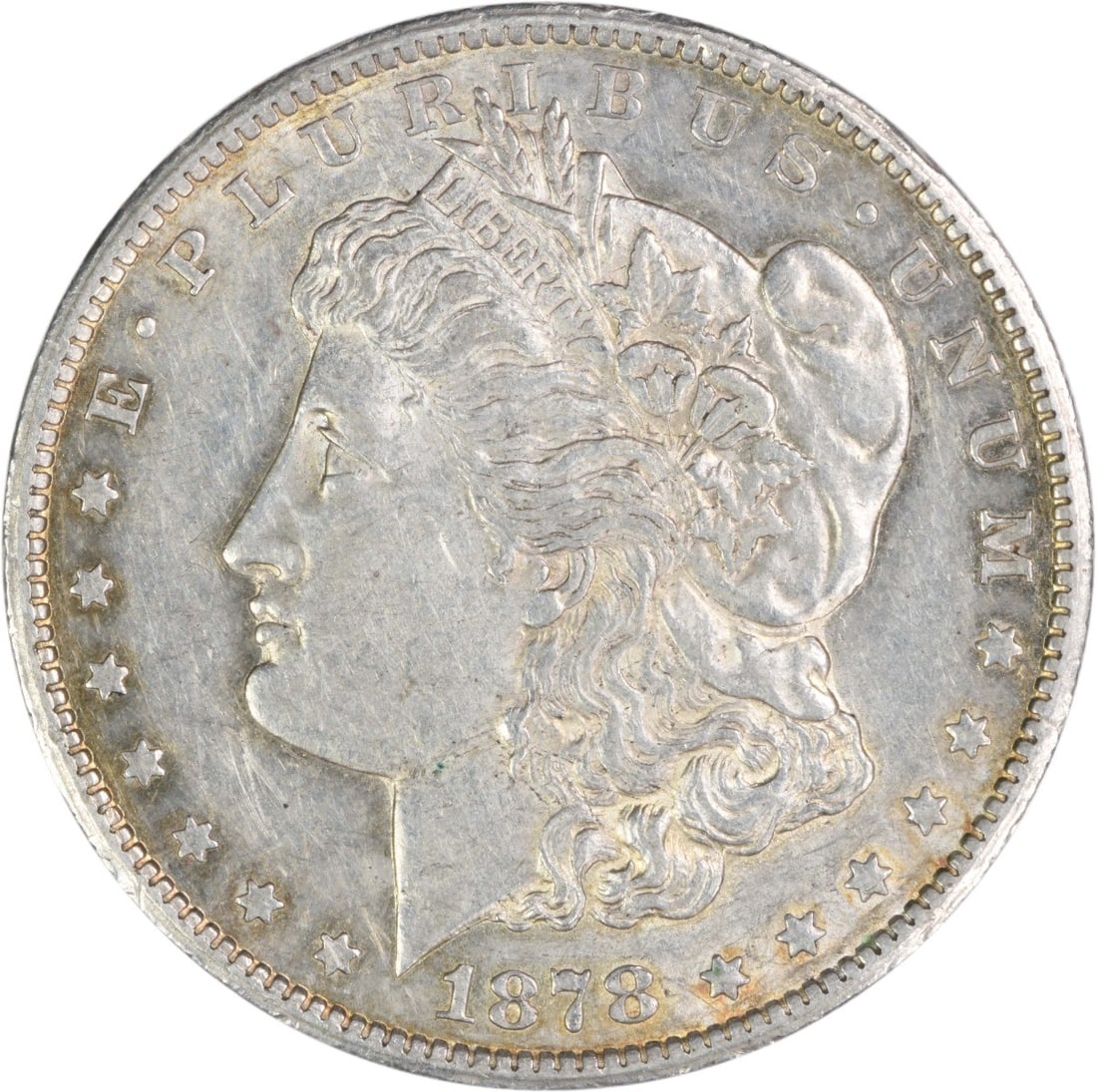 Carson City 1878 Morgan Dollar 90 Percent Silver Uncertified AU Example: Carson City 1878 Morgan Dollar 90 Percent Silver Uncertified AU Example This 1878-CC Morgan Silver Dollar is an uncertified, pre-owned coin from the Carson City Mint. Composed of 90% silver and 10% co