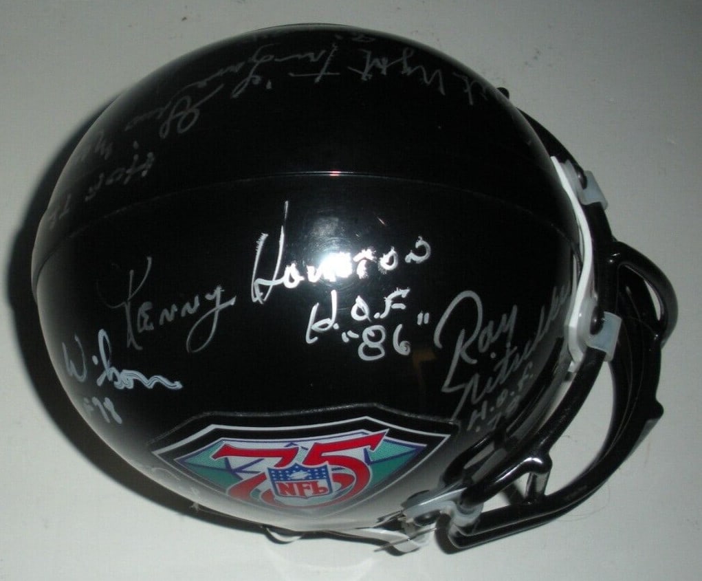 Signed NFL Mini Helmet with Ray Nitschke Dick Lane Marion Motley and Six Others JSA COA (1 of 12)