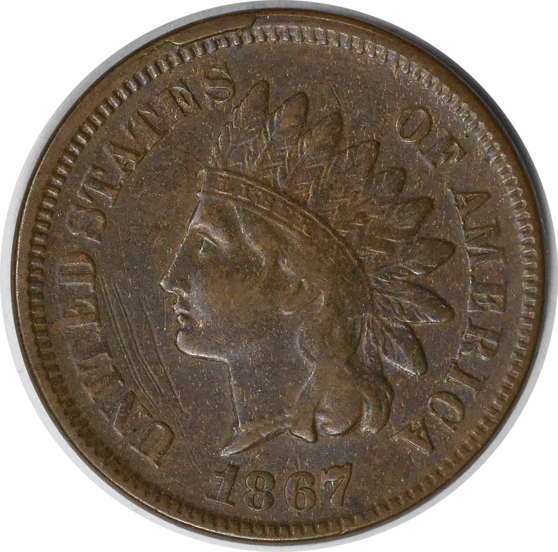 1867 Indian Head Copper Small Cent Uncertified EF (1 of 2)