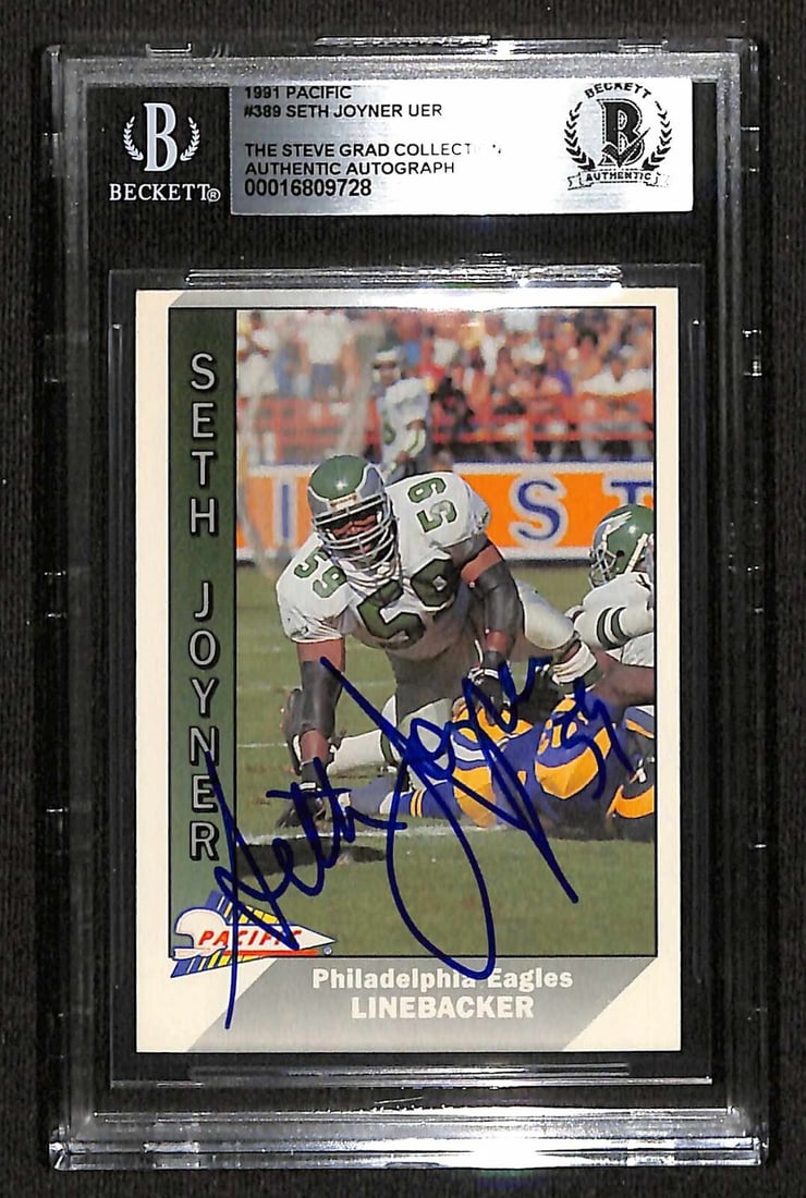 Seth Joyner Signed 1991 Pacific #389 Card Beckett Authenticated (1 of 1)