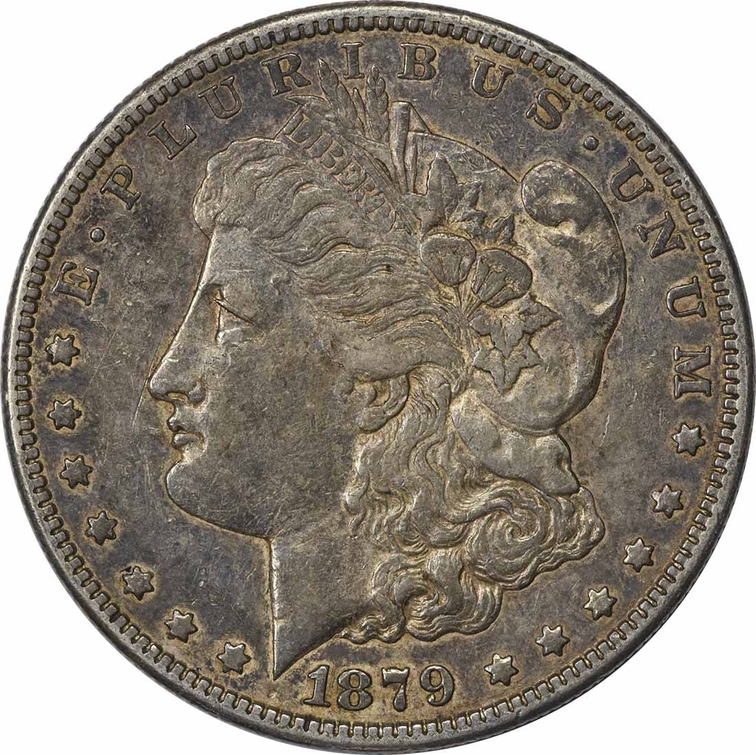 1879-S Morgan Silver Dollar by George T. Morgan Uncertified Coin: 1879-S Morgan Silver Dollar by George T. Morgan Uncertified Coin This 1879-S Morgan Silver Dollar features the reverse design from 1878 and is an excellent addition to any coin collection. The coin, d