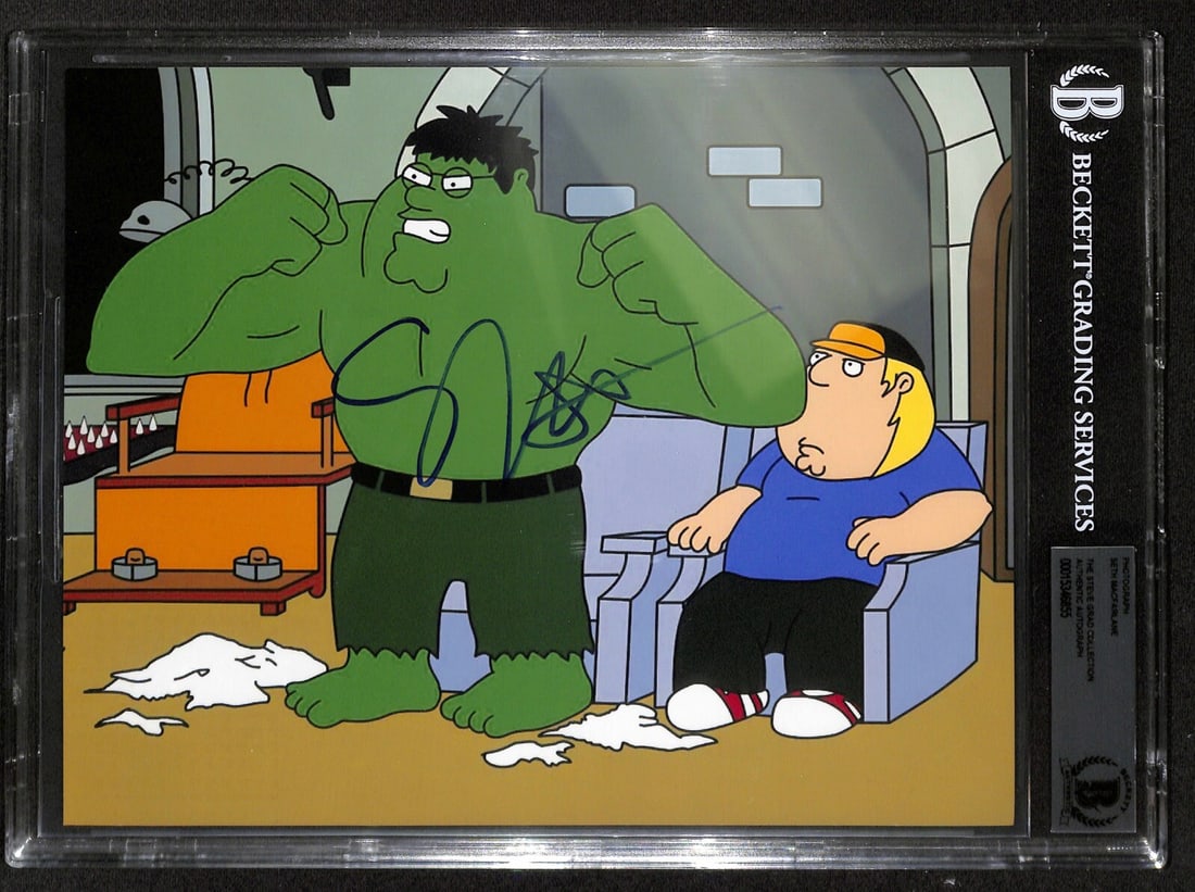 8x10 Family Guy Photo Signed by Seth MacFarlane Beckett Authenticated: 8x10 Family Guy Photo Signed by Seth MacFarlane Beckett Authenticated This is an original 8x10 color photograph signed by Seth MacFarlane as The Incredible Hulk from the animated TV series Family Guy.