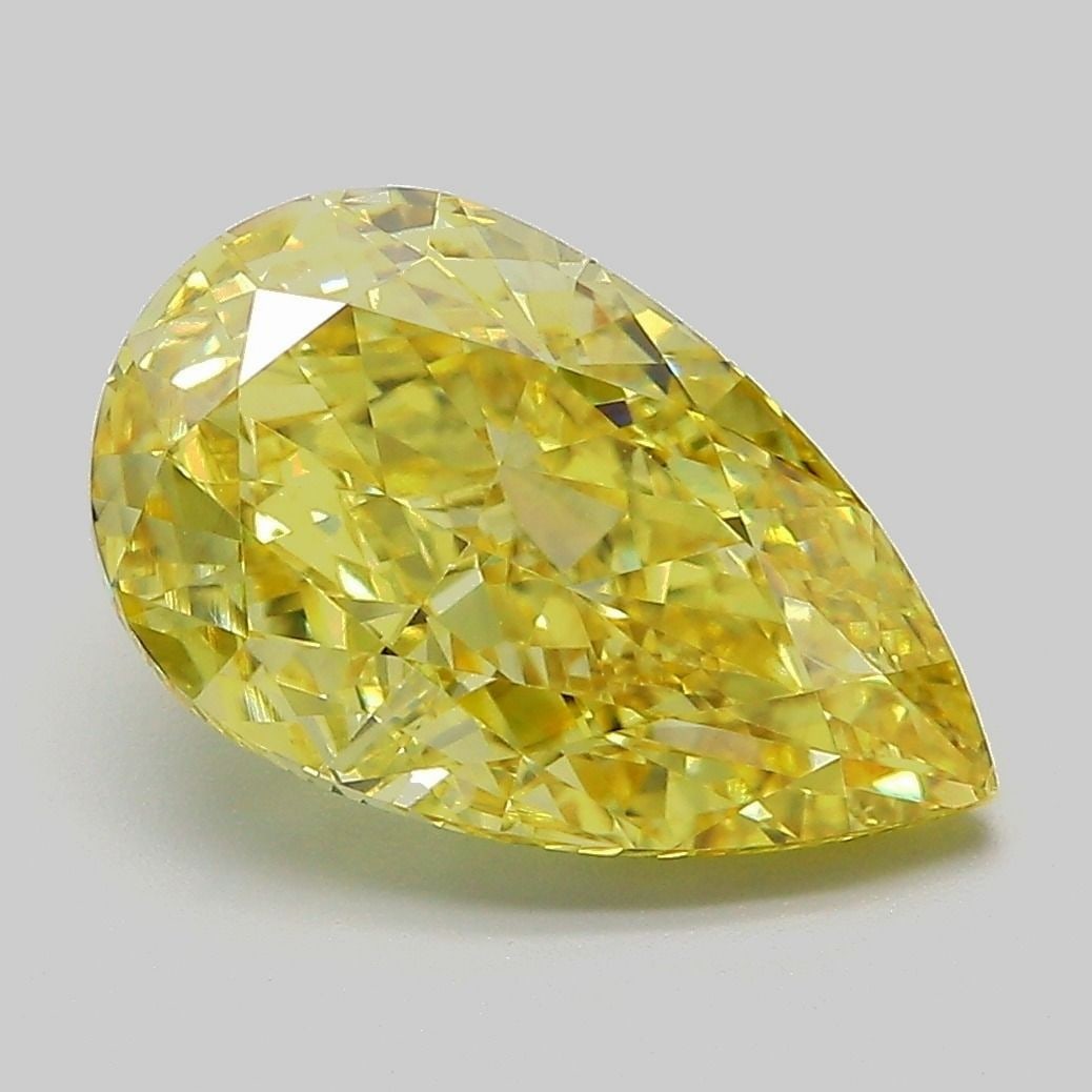Loose Diamond - PEAR 4.06ct Fancy Vivid Yellow VS2: Loose Diamond - PEAR 4.06ct Fancy Vivid Yellow VS2 Source: This is a real non-mined Diamond that has been grown in a lab Shape: PEAR Carats: 4.06 Color: Fancy Vivid Yellow Certification: IGI Video:
