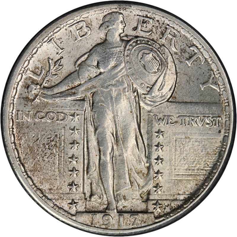 1917 P Standing Liberty Quarter Type 2 Silver BU+ Details: 1917 P Standing Liberty Quarter Type 2 Silver BU+ Details This 1917-P Type 2 Standing Liberty Quarter is an uncirculated silver coin from the United States, featuring attractive luster and a strong st