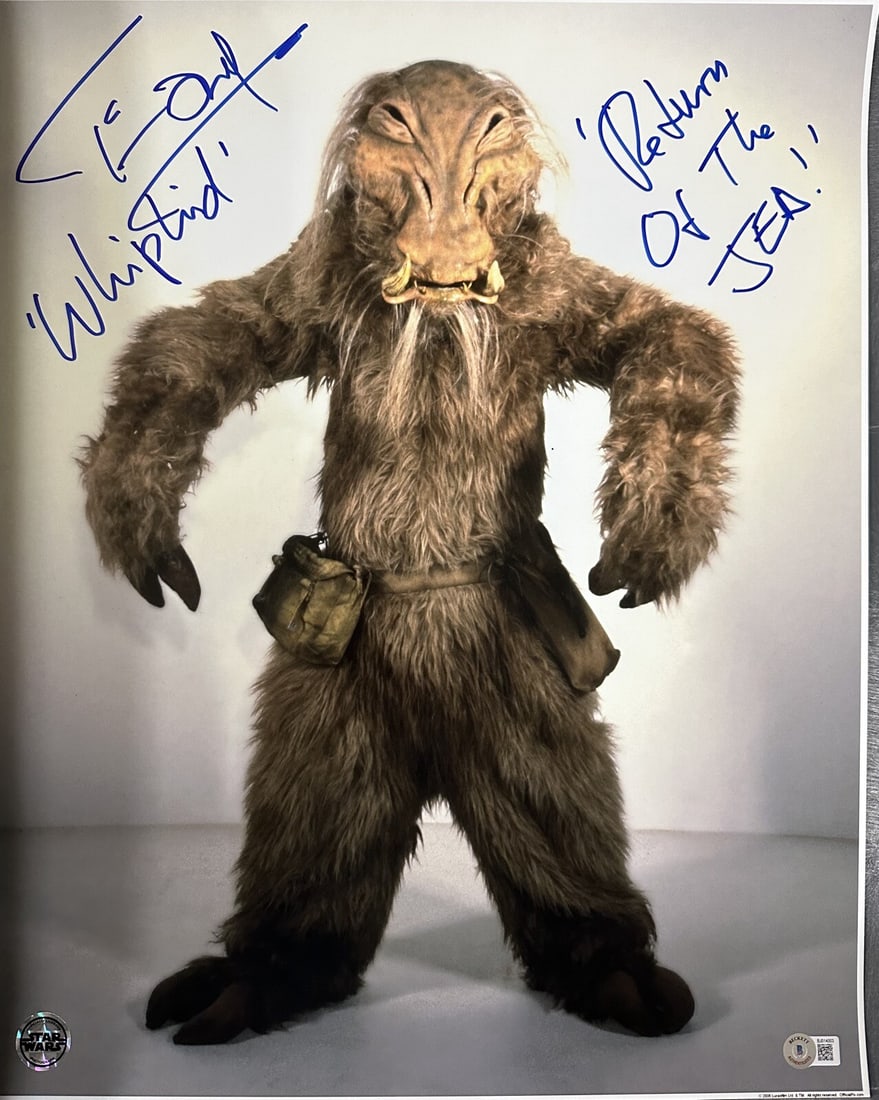 Tim Dry Signed Whiphid 16x20 Star Wars Return of the Jedi Photo Beckett Authenticated: Tim Dry Signed Whiphid 16x20 Star Wars Return of the Jedi Photo Beckett Authenticated This is an original 16x20 inch color photograph from Star Wars: Return of the Jedi, featuring the alien character 