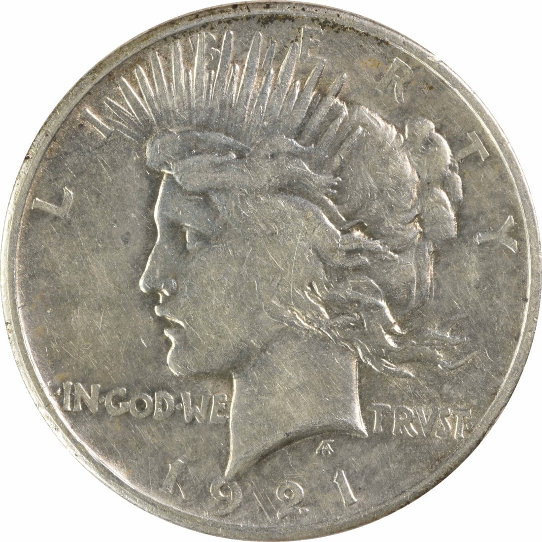 1921 Peace Silver Dollar Anthony de Francisci Uncertified Coin: 1921 Peace Silver Dollar Anthony de Francisci Uncertified Coin This 1921 Peace Silver Dollar is a beautiful representation of American numismatic history. Crafted in Philadelphia, this coin features a
