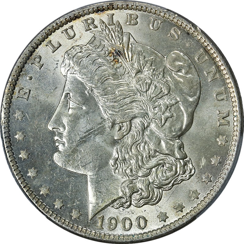 1900-O/CC Morgan Silver Dollar PCGS MS61 VAM 11 Uncirculated Coin: 1900-O/CC Morgan Silver Dollar PCGS MS61 VAM 11 Uncirculated Coin This stunning 1900-O/CC Morgan Silver Dollar, certified by PCGS with a grade of MS61, showcases exceptional luster and a strong strike