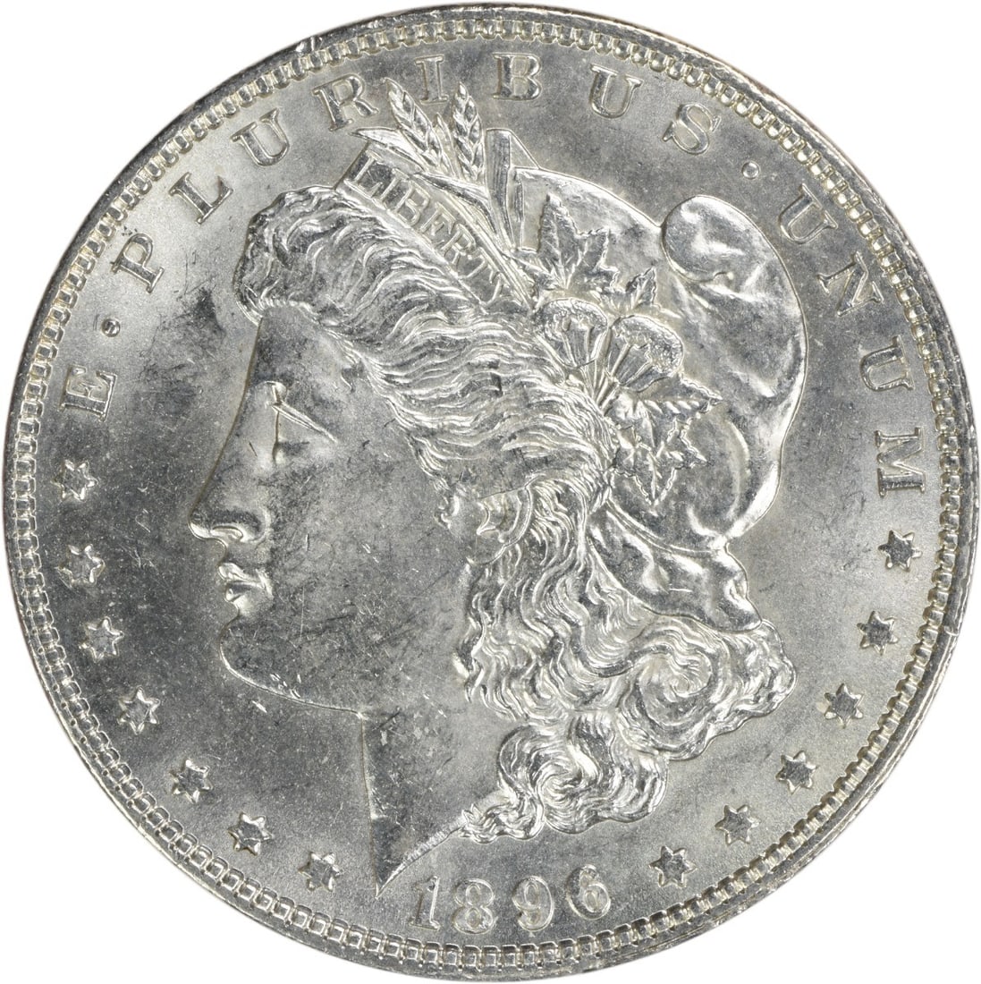 1896 Silver Morgan Dollar Brilliant Uncirculated Uncertified Coin: 1896 Silver Morgan Dollar Brilliant Uncirculated Uncertified Coin This is an 1896 Morgan Silver Dollar from the United States, featuring a bright uncirculated (BU) condition. The coin is uncertified, 