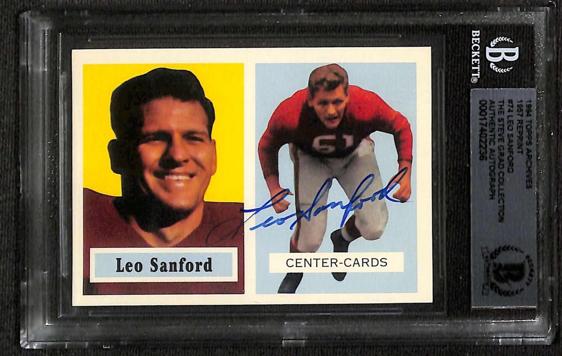 Leo Sanford Signed 1994 Topps Archives 1957 #74 Beckett Authenticated Card (1 of 1)