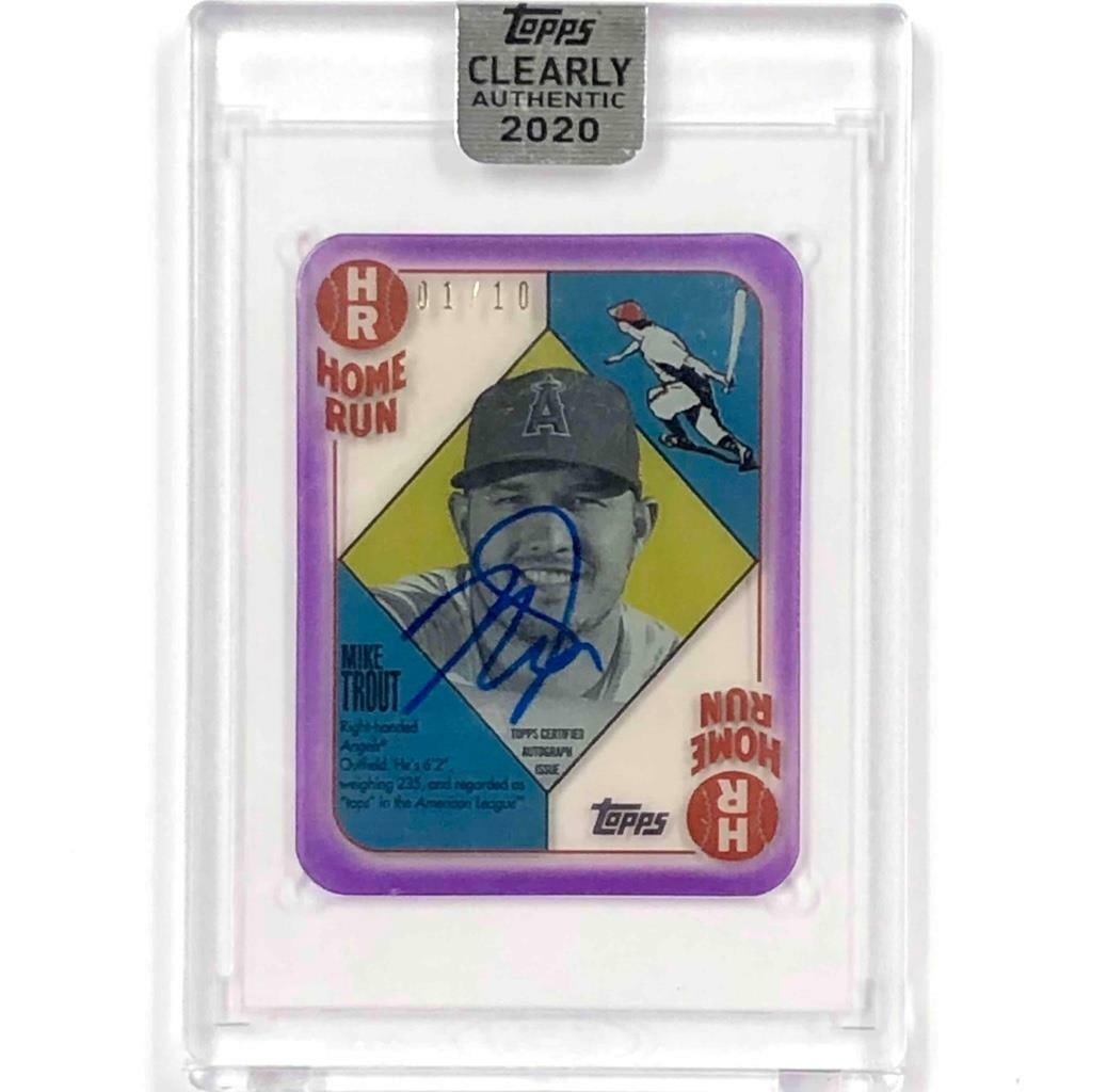 2020 Topps Clearly Authentic Mike Trout Autograph Card 1/10 Case Hit: 2020 Topps Clearly Authentic Mike Trout Autograph Card 1/10 Case Hit This 2020 Topps Clearly Authentic baseball card features an on-card autograph of the renowned player Mike Trout, making it a must-h