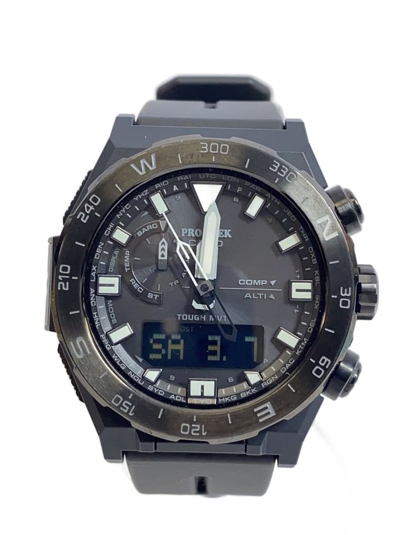 Casio Pro Trek PRW-6800Y-1JF Black Stainless Steel Wristwatch: Casio Pro Trek PRW-6800Y-1JF Black Stainless Steel Wristwatch This CASIO PRO TREK PRW-6800Y-1JF men's wristwatch features a black stainless steel case and band. Designed for durability and outdoor use