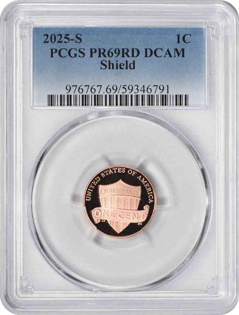 PCGS PR69RD 2025-S Lincoln Shield Proof Cent (1 of 2)