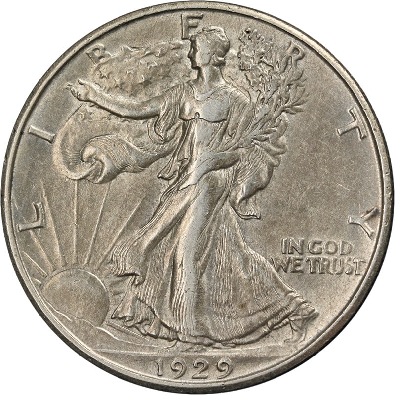 1929-D Walking Liberty Half Dollar AU BU Silver Coin: 1929-D Walking Liberty Half Dollar AU BU Silver Coin This 1929-D Walking Liberty Half showcases beautiful eye appeal with attractive luster and a nice strike. The coin exhibits pleasing color and surf