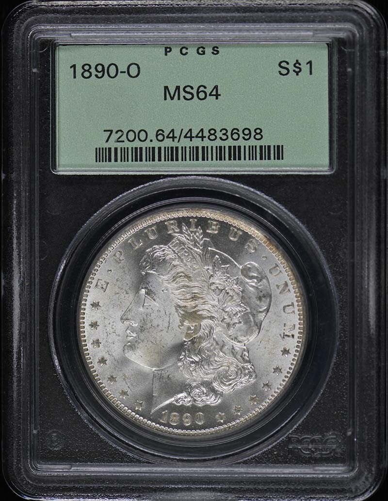 1890-O Morgan Dollar PCGS MS64 Uncirculated New Orleans: 1890-O Morgan Dollar PCGS MS64 Uncirculated New Orleans This stunning 1890-O Morgan Dollar is certified by PCGS with a grade of MS64, indicating its exceptional quality. Struck in New Orleans, this un
